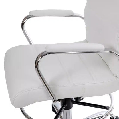 Chaise de bureau Emma et Oliver Mid-Back LeatherSoft avec repose-pieds réglable et base chromée