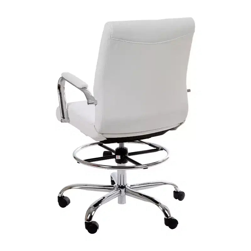 Chaise de bureau Emma et Oliver Mid-Back LeatherSoft avec repose-pieds réglable et base chromée