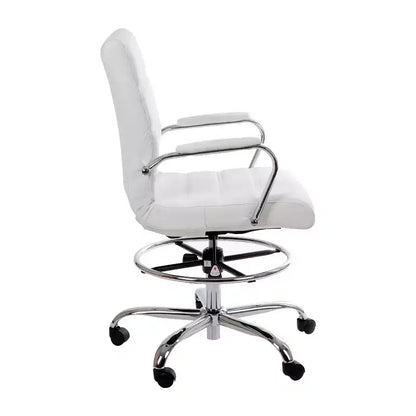 Chaise de bureau Emma et Oliver Mid-Back LeatherSoft avec repose-pieds réglable et base chromée