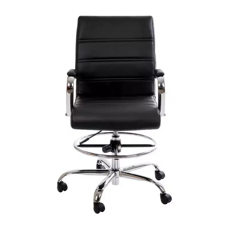 Chaise de bureau Emma et Oliver Mid-Back LeatherSoft avec repose-pieds réglable et base chromée