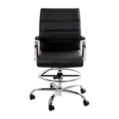 Chaise de bureau Emma et Oliver Mid-Back LeatherSoft avec repose-pieds réglable et base chromée