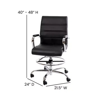 Chaise de bureau Emma et Oliver Mid-Back LeatherSoft avec repose-pieds réglable et base chromée