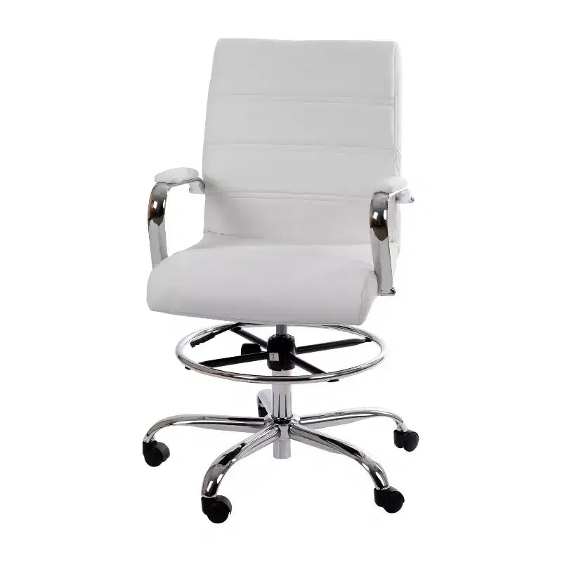Chaise de bureau Emma et Oliver Mid-Back LeatherSoft avec repose-pieds réglable et base chromée