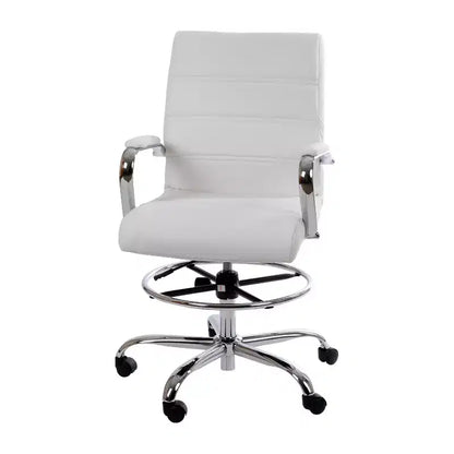 Chaise de bureau Emma et Oliver Mid-Back LeatherSoft avec repose-pieds réglable et base chromée