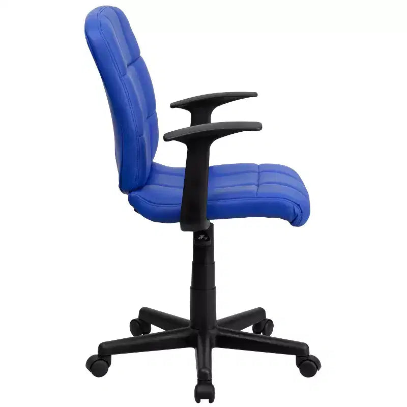 Chaise de bureau pivotante Emma et Oliver en vinyle matelassé mi-hauteur avec accoudoirs