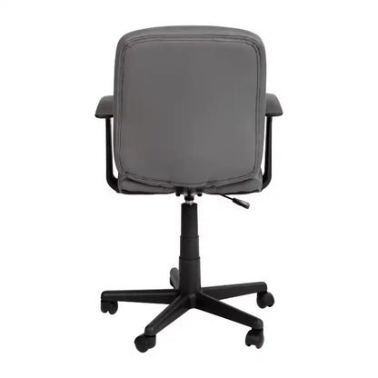 Chaise de bureau pivotante Emma et Oliver en vinyle matelassé mi-hauteur avec accoudoirs