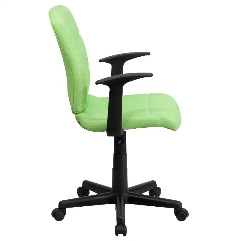 Chaise de bureau pivotante Emma et Oliver en vinyle matelassé mi-hauteur avec accoudoirs