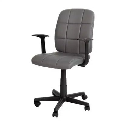 Chaise de bureau pivotante Emma et Oliver en vinyle matelassé mi-hauteur avec accoudoirs