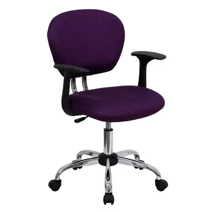 Emma and Oliver Mid-Back Mesh Padded Swivel Task Office Chair with Chrome Base and Arms