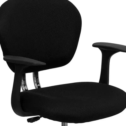 Chaise de bureau Emma and Oliver Mid-Back Mesh rembourrée pivotante avec base et accoudoirs chromés