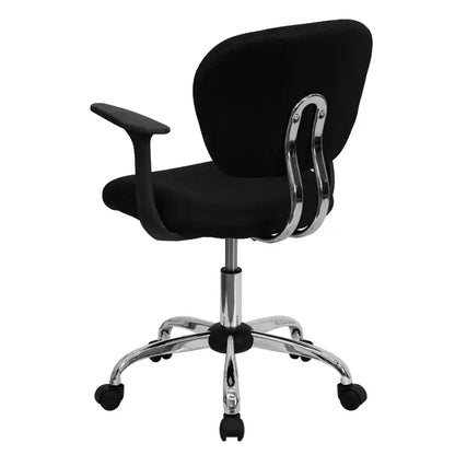 Chaise de bureau Emma and Oliver Mid-Back Mesh rembourrée pivotante avec base et accoudoirs chromés