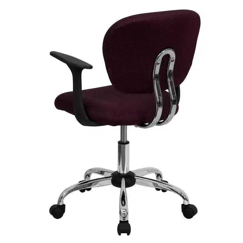 Chaise de bureau Emma and Oliver Mid-Back Mesh rembourrée pivotante avec base et accoudoirs chromés