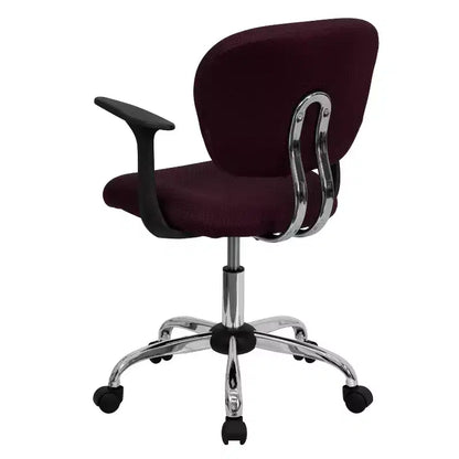 Chaise de bureau Emma and Oliver Mid-Back Mesh rembourrée pivotante avec base et accoudoirs chromés