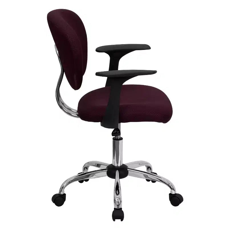 Chaise de bureau Emma and Oliver Mid-Back Mesh rembourrée pivotante avec base et accoudoirs chromés