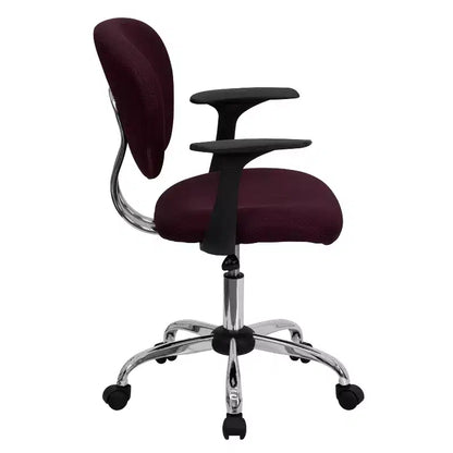 Chaise de bureau Emma and Oliver Mid-Back Mesh rembourrée pivotante avec base et accoudoirs chromés