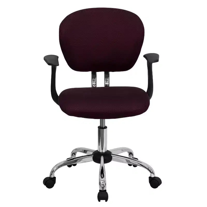 Chaise de bureau Emma and Oliver Mid-Back Mesh rembourrée pivotante avec base et accoudoirs chromés