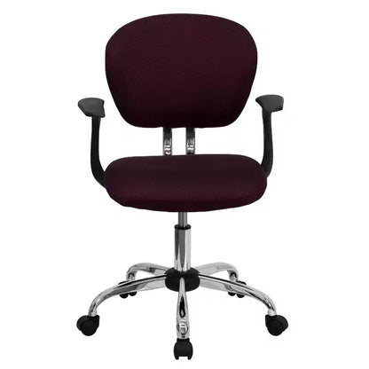 Chaise de bureau Emma and Oliver Mid-Back Mesh rembourrée pivotante avec base et accoudoirs chromés