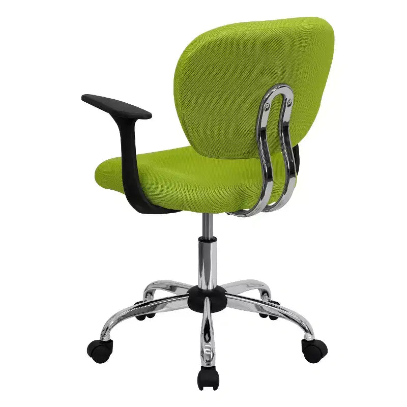 Chaise de bureau Emma and Oliver Mid-Back Mesh rembourrée pivotante avec base et accoudoirs chromés