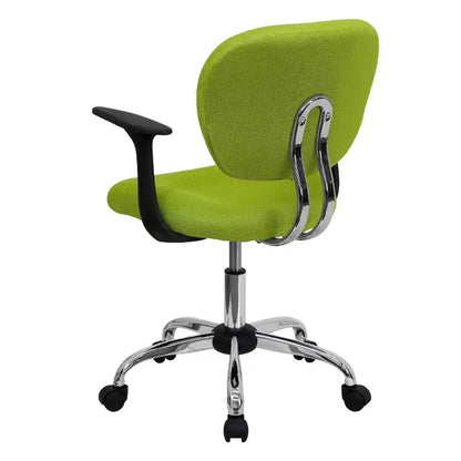 Chaise de bureau Emma and Oliver Mid-Back Mesh rembourrée pivotante avec base et accoudoirs chromés