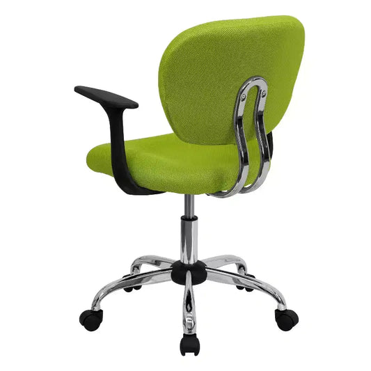 Chaise de bureau Emma and Oliver Mid-Back Mesh rembourrée pivotante avec base et accoudoirs chromés