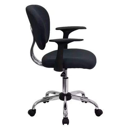 Chaise de bureau Emma and Oliver Mid-Back Mesh rembourrée pivotante avec base et accoudoirs chromés