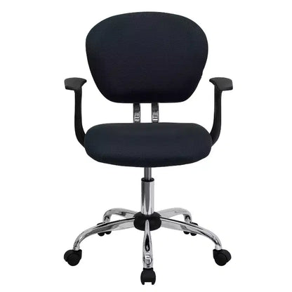 Chaise de bureau Emma and Oliver Mid-Back Mesh rembourrée pivotante avec base et accoudoirs chromés