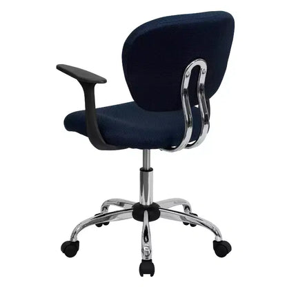Chaise de bureau Emma and Oliver Mid-Back Mesh rembourrée pivotante avec base et accoudoirs chromés