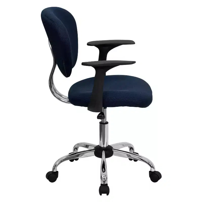 Chaise de bureau Emma and Oliver Mid-Back Mesh rembourrée pivotante avec base et accoudoirs chromés
