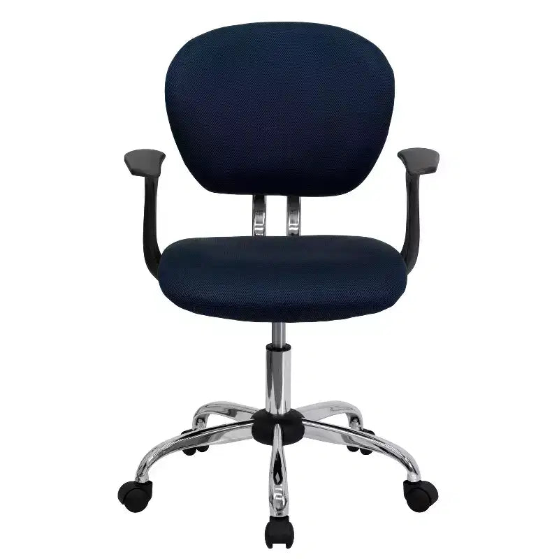 Chaise de bureau Emma and Oliver Mid-Back Mesh rembourrée pivotante avec base et accoudoirs chromés