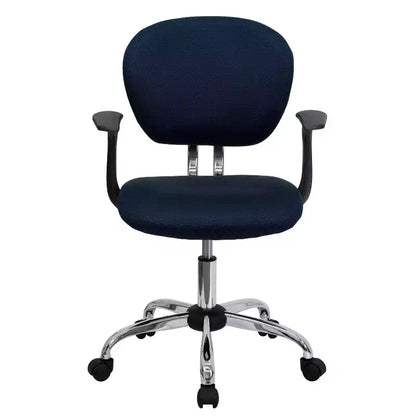 Chaise de bureau Emma and Oliver Mid-Back Mesh rembourrée pivotante avec base et accoudoirs chromés