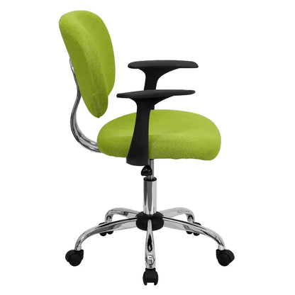 Chaise de bureau Emma and Oliver Mid-Back Mesh rembourrée pivotante avec base et accoudoirs chromés
