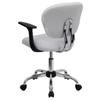 Chaise de bureau Emma and Oliver Mid-Back Mesh rembourrée pivotante avec base et accoudoirs chromés