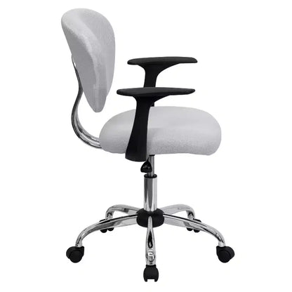 Chaise de bureau Emma and Oliver Mid-Back Mesh rembourrée pivotante avec base et accoudoirs chromés