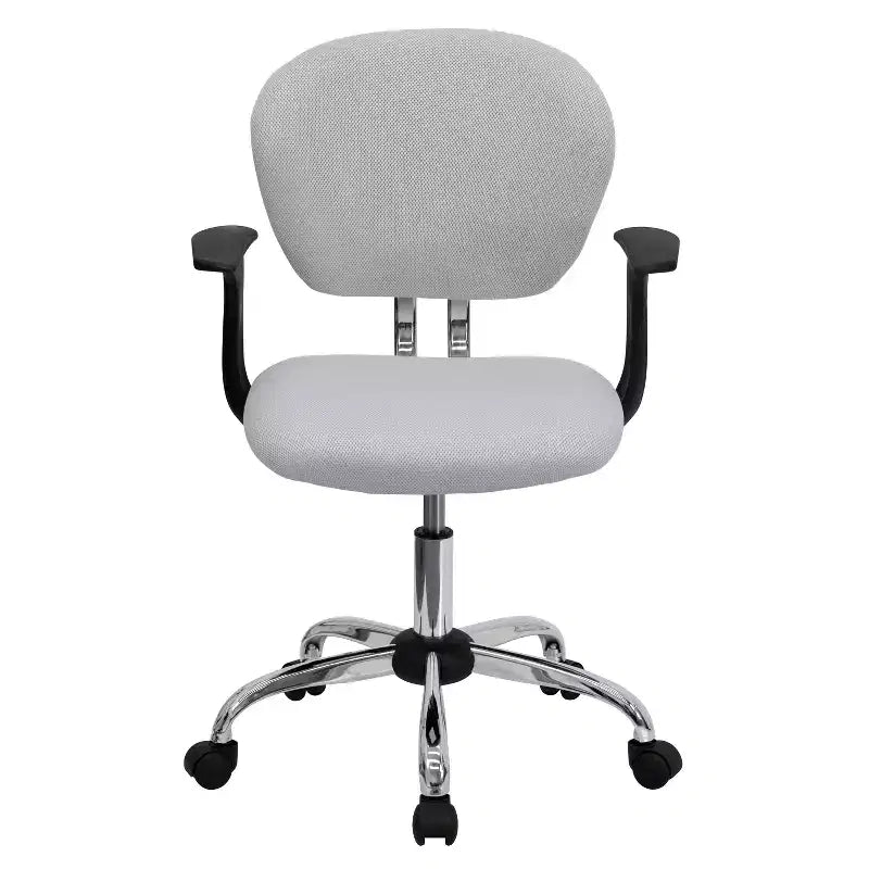 Chaise de bureau Emma and Oliver Mid-Back Mesh rembourrée pivotante avec base et accoudoirs chromés