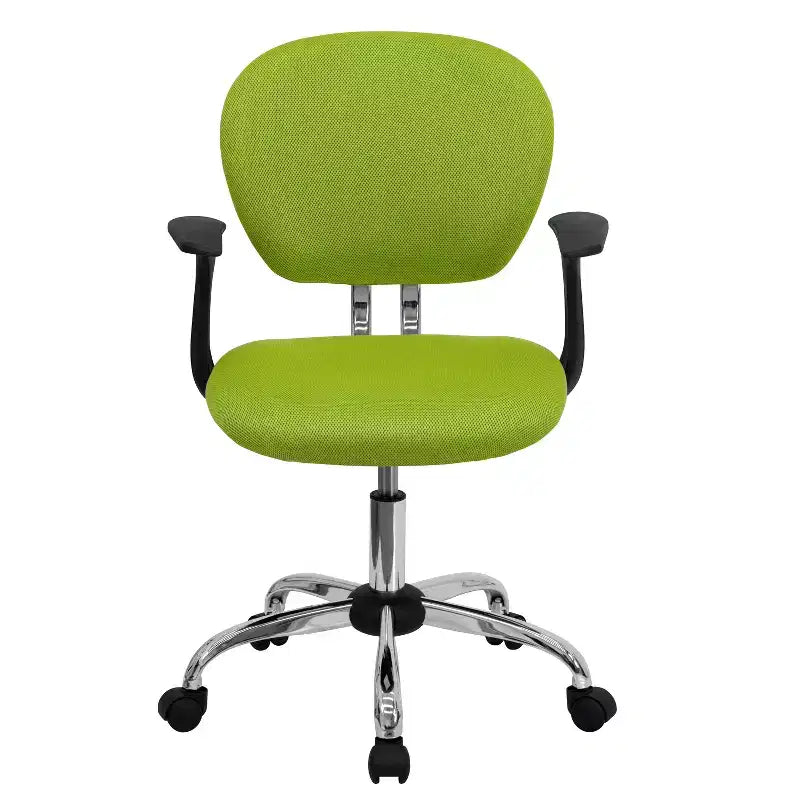 Chaise de bureau Emma and Oliver Mid-Back Mesh rembourrée pivotante avec base et accoudoirs chromés