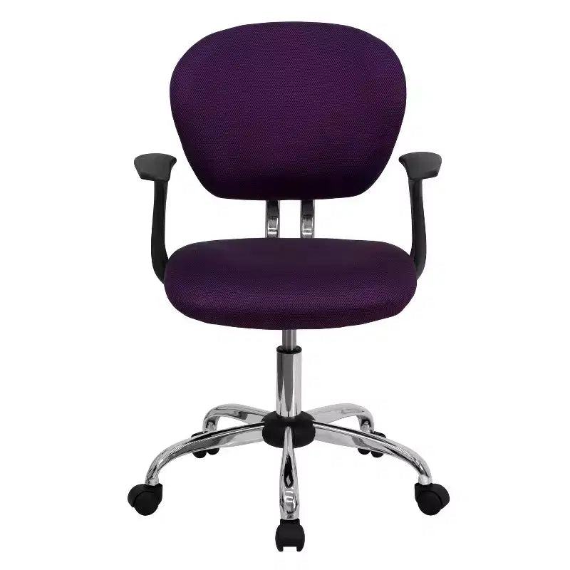 Chaise de bureau Emma and Oliver Mid-Back Mesh rembourrée pivotante avec base et accoudoirs chromés