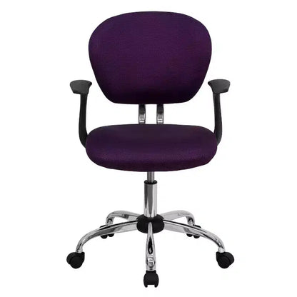 Chaise de bureau Emma and Oliver Mid-Back Mesh rembourrée pivotante avec base et accoudoirs chromés