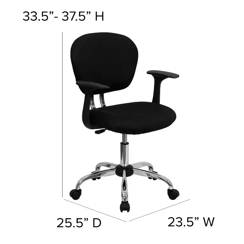 Chaise de bureau Emma and Oliver Mid-Back Mesh rembourrée pivotante avec base et accoudoirs chromés