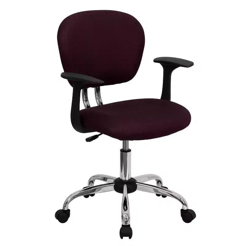 Chaise de bureau Emma and Oliver Mid-Back Mesh rembourrée pivotante avec base et accoudoirs chromés