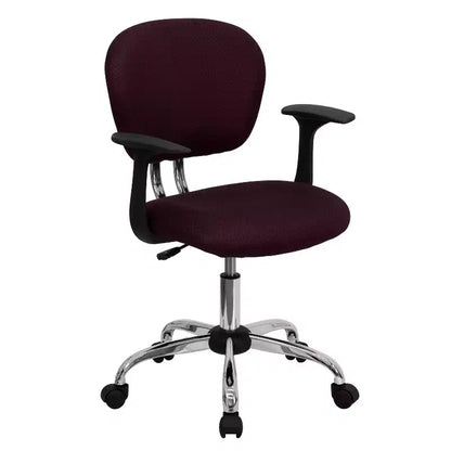 Chaise de bureau Emma and Oliver Mid-Back Mesh rembourrée pivotante avec base et accoudoirs chromés