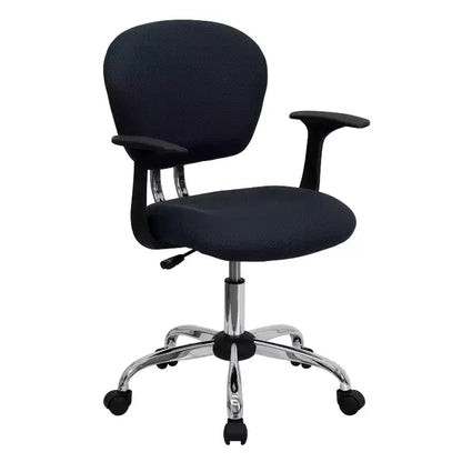 Chaise de bureau Emma and Oliver Mid-Back Mesh rembourrée pivotante avec base et accoudoirs chromés