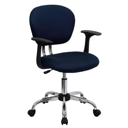Chaise de bureau Emma and Oliver Mid-Back Mesh rembourrée pivotante avec base et accoudoirs chromés