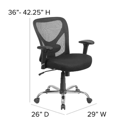 Fauteuil de bureau ergonomique Emma and Oliver 400 lb, dossier en maille noire, grande taille et réglable en hauteur