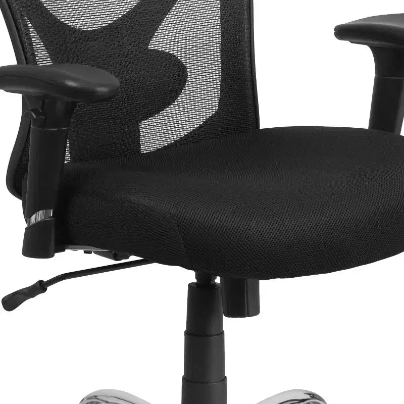 Fauteuil de bureau ergonomique Emma and Oliver 400 lb, dossier en maille noire, grande taille et réglable en hauteur