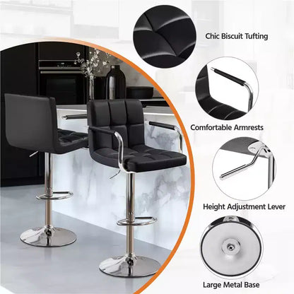 Yaheetech Lot de 2 tabourets de bar pivotants réglables avec grande base en acier pour comptoir de bar