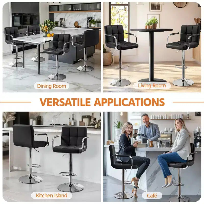 Yaheetech Lot de 2 tabourets de bar pivotants réglables avec grande base en acier pour comptoir de bar