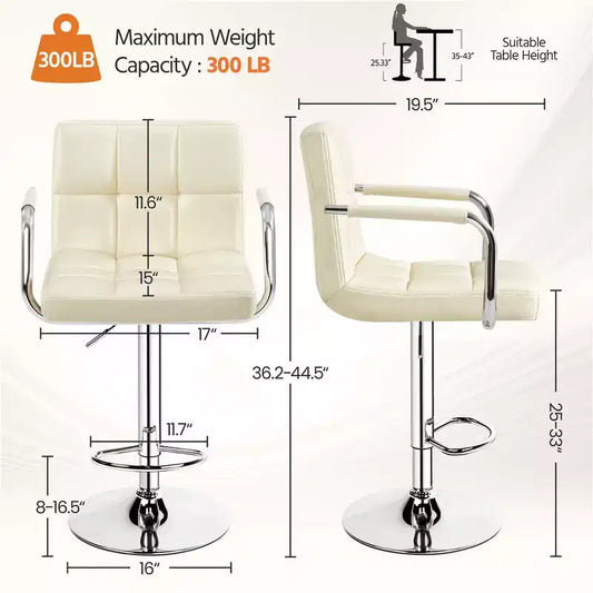 Yaheetech Lot de 2 tabourets de bar pivotants réglables avec grande base en acier pour comptoir de bar