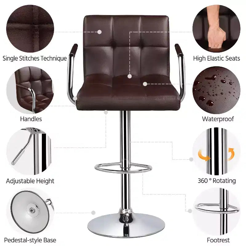 Yaheetech Lot de 2 tabourets de bar pivotants réglables avec grande base en acier pour comptoir de bar