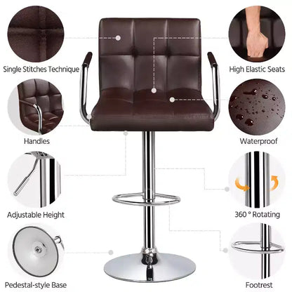 Yaheetech Lot de 2 tabourets de bar pivotants réglables avec grande base en acier pour comptoir de bar