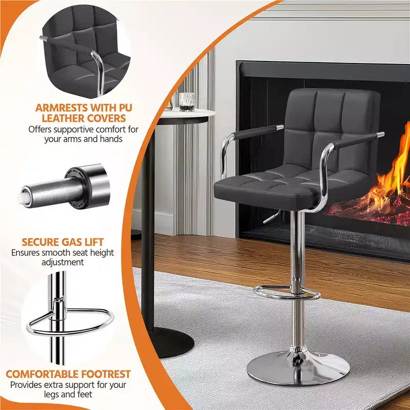 Yaheetech Lot de 2 tabourets de bar pivotants réglables avec grande base en acier pour comptoir de bar